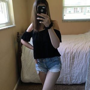 Black off shoulder top